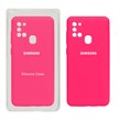 قاب سیلیکونی پاک کنی محافظ لنزدار اورجینال Samsung Galaxy A21s - صورتی فانتزی (پک اصلی)